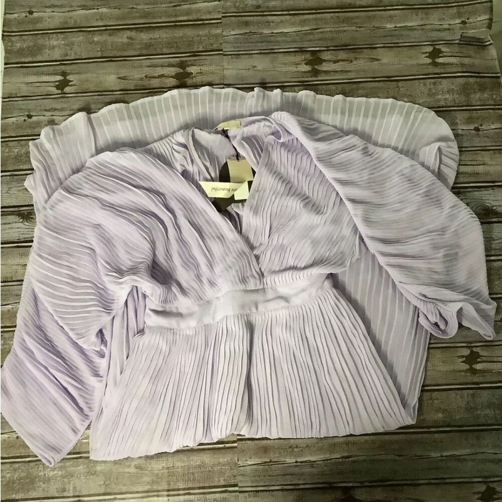 By Timo  Plisse Pleated Women's  Size S  Length  under knee Midi Dress Lilac NWT - Picture 4 of 13